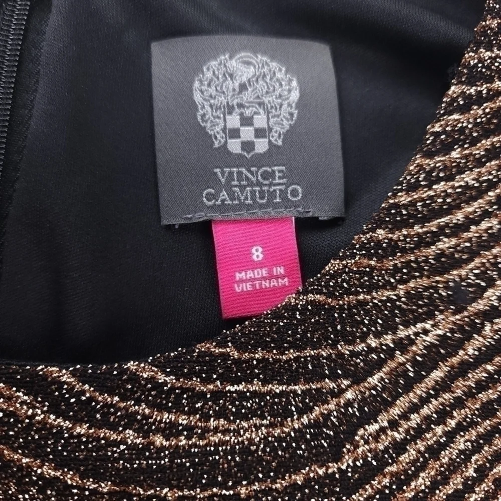 Vince Camuto Gold Black Shimmer Sheath Dress NWT Sz 8 - Picture 2 of 14